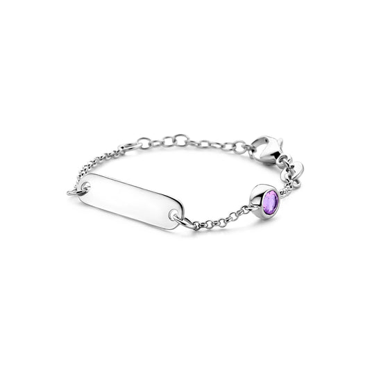 vDam Graveerarmband Plaat 5,0 Mm Met Geboortesteen 9 + 2 Cm Zilver Gerhodineerd 1338655