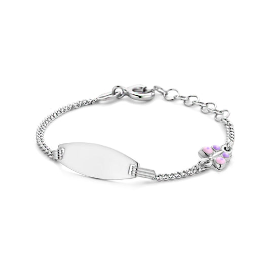 vDam Graveerarmband Vlinder Plaat 6,5 Mm 11 + 2 Cm Zilver Gerhodineerd 1336395