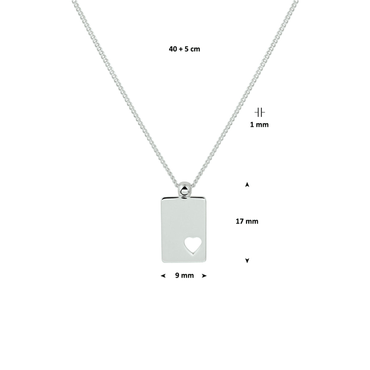 vDam Graveercollier 40cm + 5 Cm Zilver Gerhodineerd 1330543  40cm