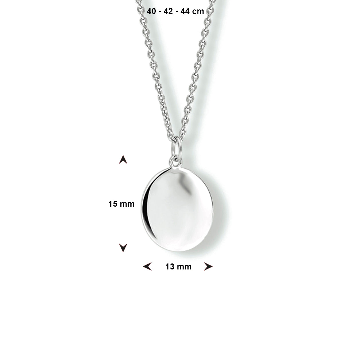 vDam Graveercollier Ovaal 40cm - 42 - 44 Cm Zilver Gerhodineerd 1333176  40cm