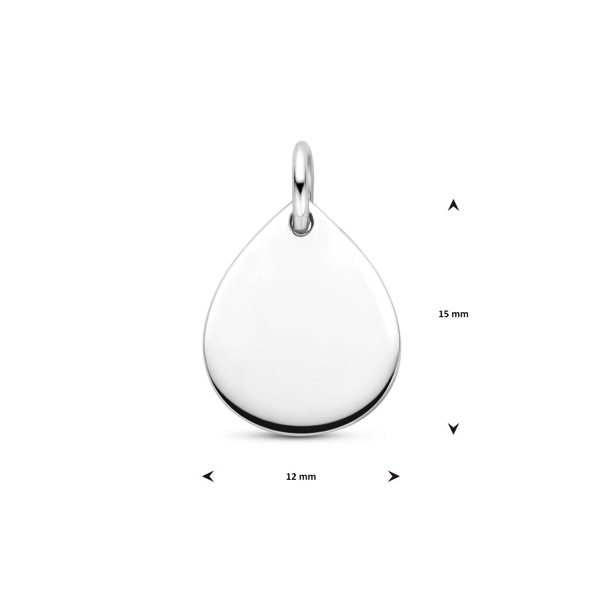 vDam Graveerhanger Druppel 15 Mm Zilver Gerhodineerd 1340754