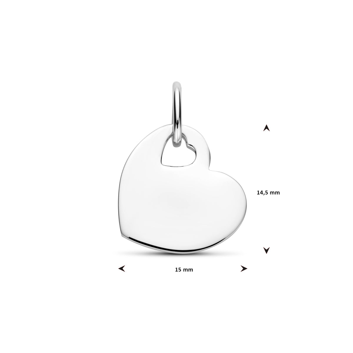 vDam Graveerhanger Hartje 14,5 Mm Zilver Gerhodineerd 1340379