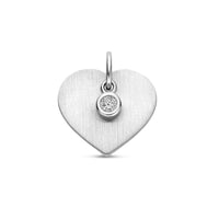 vDam Graveerhanger Hartje Poli/mat Zirkonia 13 Mm Zilver Gerhodineerd 1340475