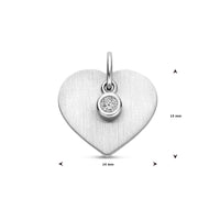vDam Graveerhanger Hartje Poli/mat Zirkonia 13 Mm Zilver Gerhodineerd 1340475
