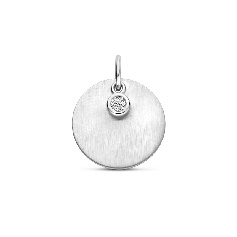 vDam Graveerhanger Poli/mat Zirkonia 14 Mm Zilver Gerhodineerd 1340474
