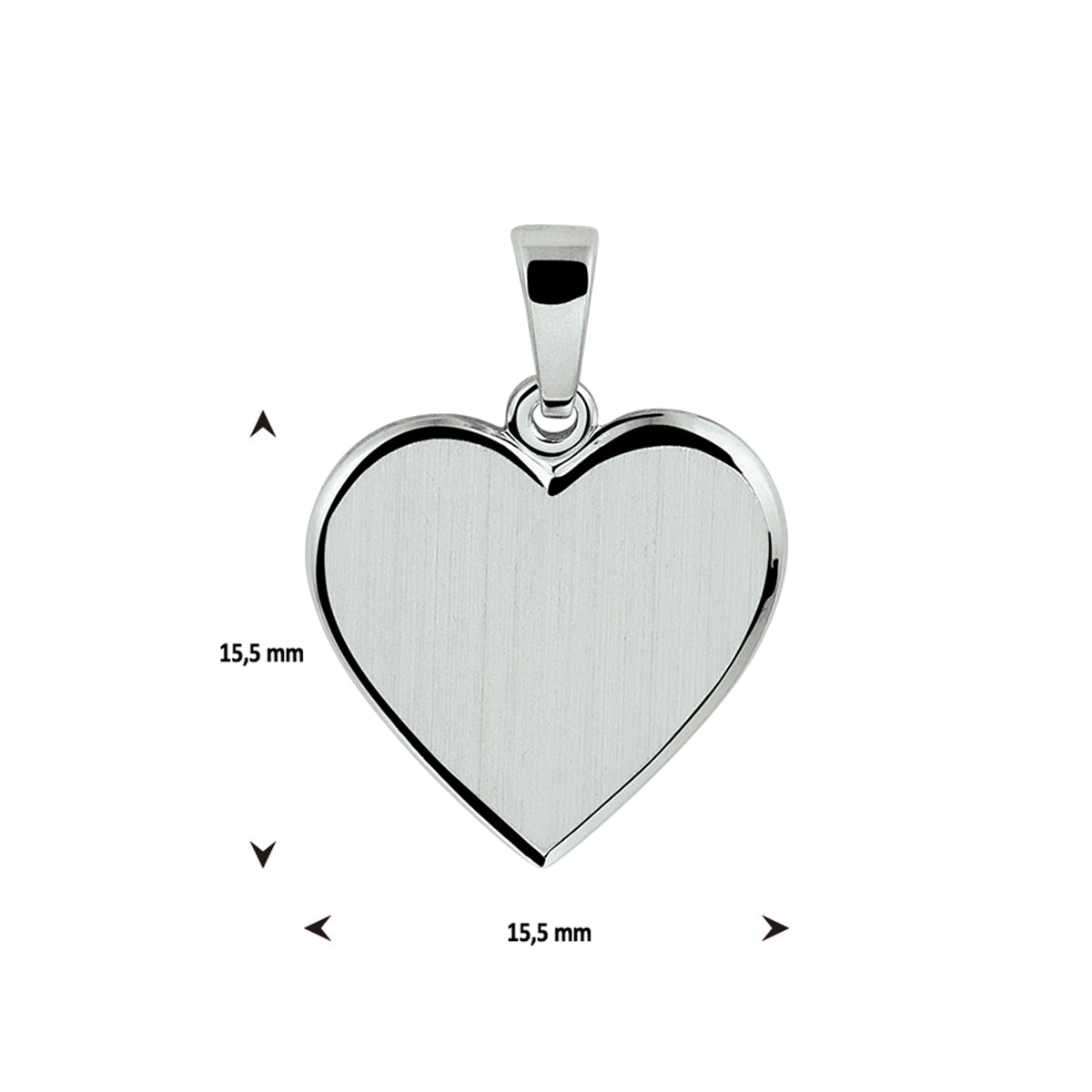 vDam Graveerhartje Poli/mat Zilver Gerhodineerd 1328141