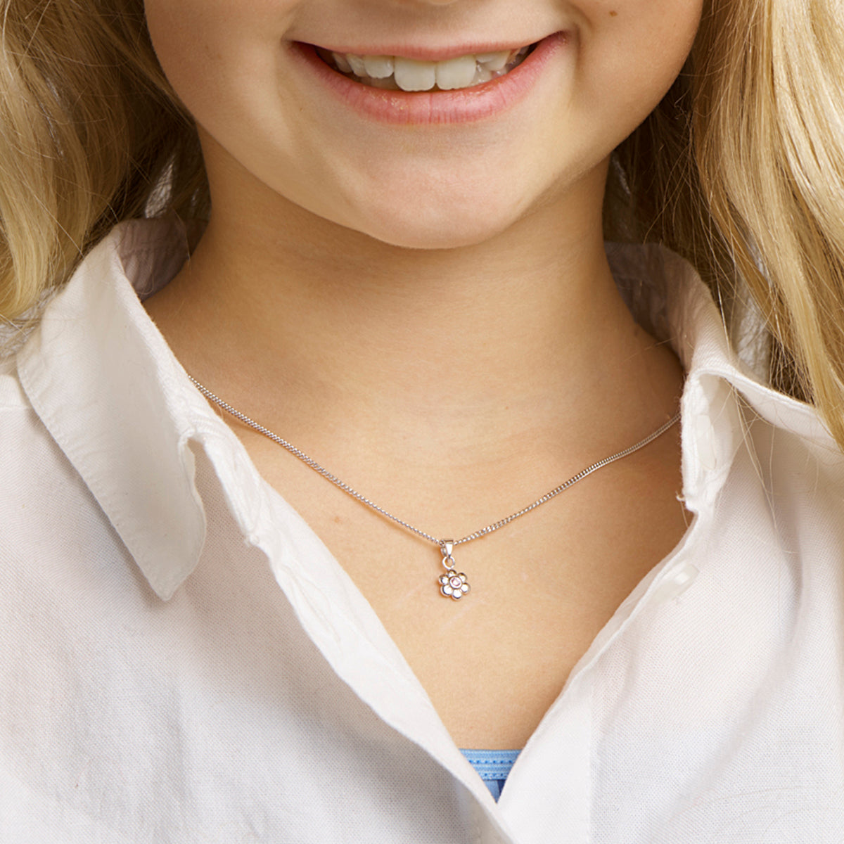 vDam Hanger Bloem Roze Zirkonia Zilver Gerhodineerd 1330245