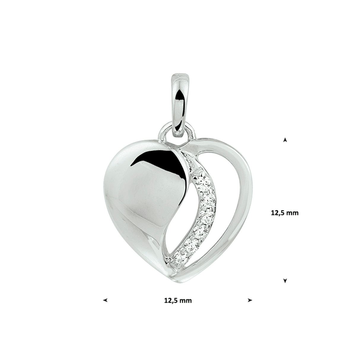 vDam Hanger Hart Zirkonia Zilver Gerhodineerd 1328699