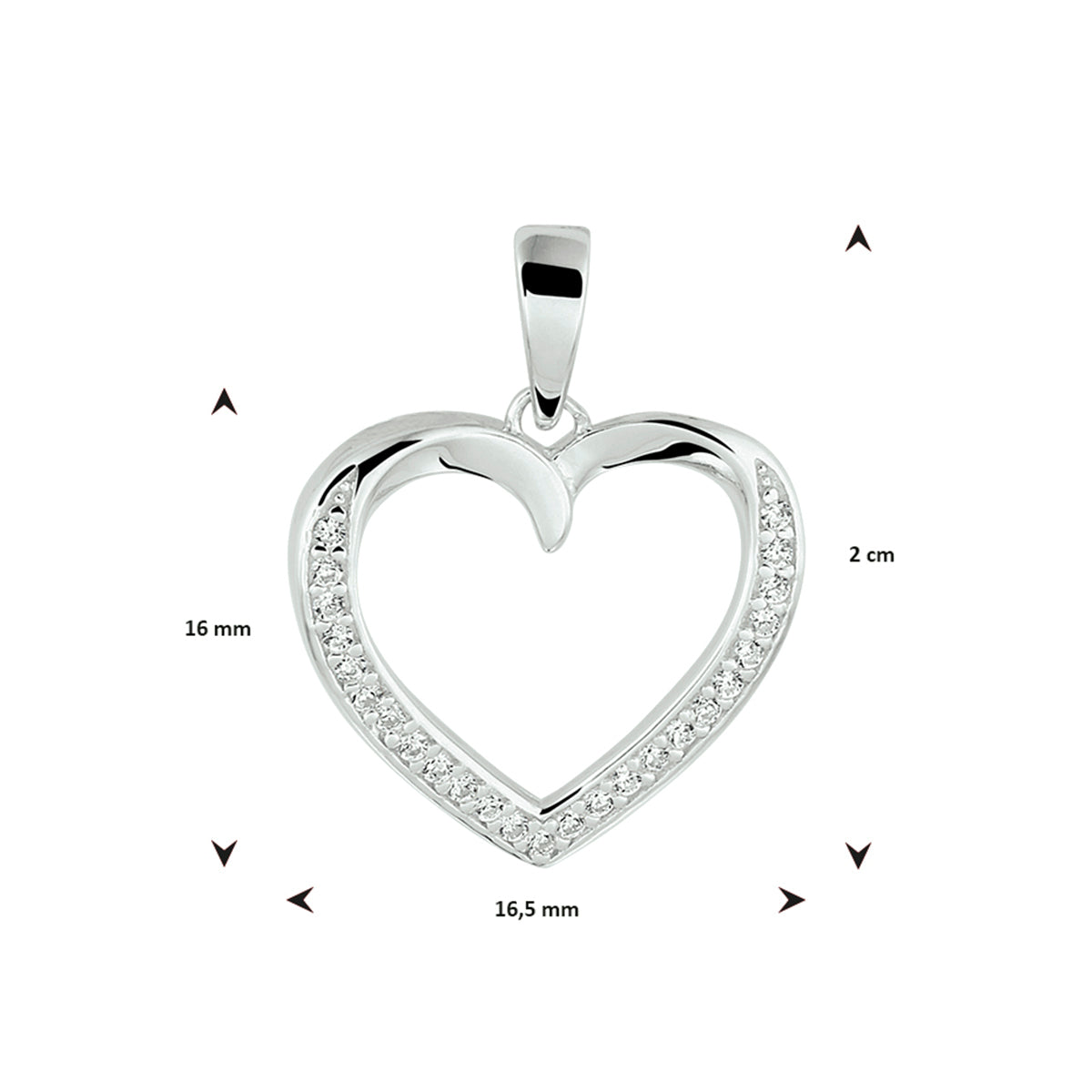 vDam Hanger Hart Zirkonia Zilver Gerhodineerd 1332746