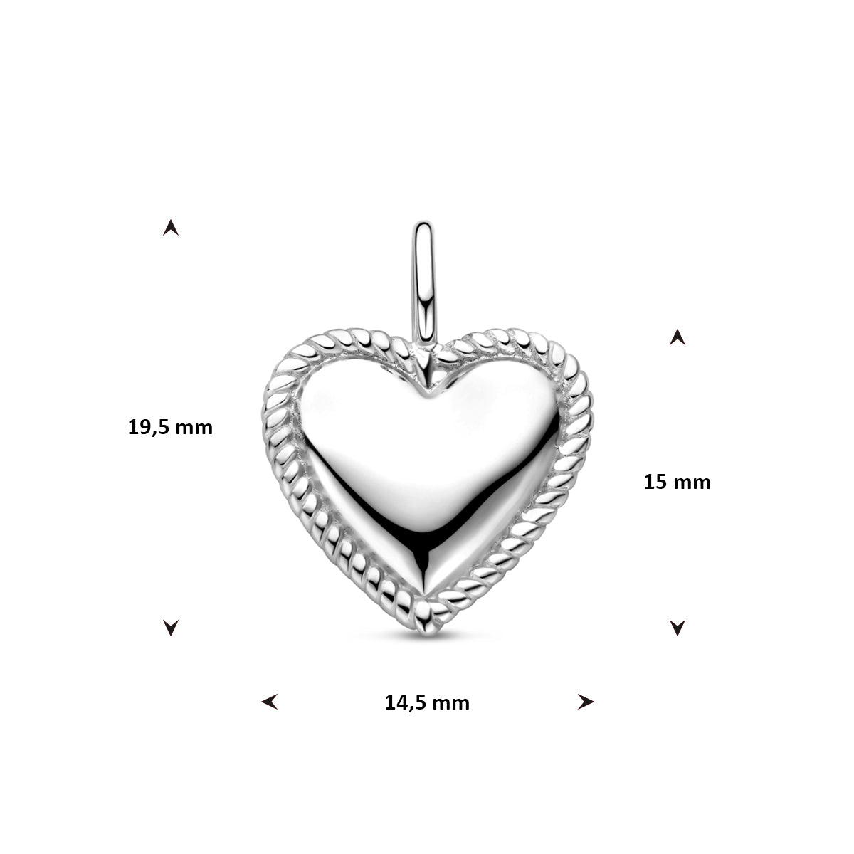 vDam Hanger Hartje 19,5 Mm Zilver Gerhodineerd 1341710