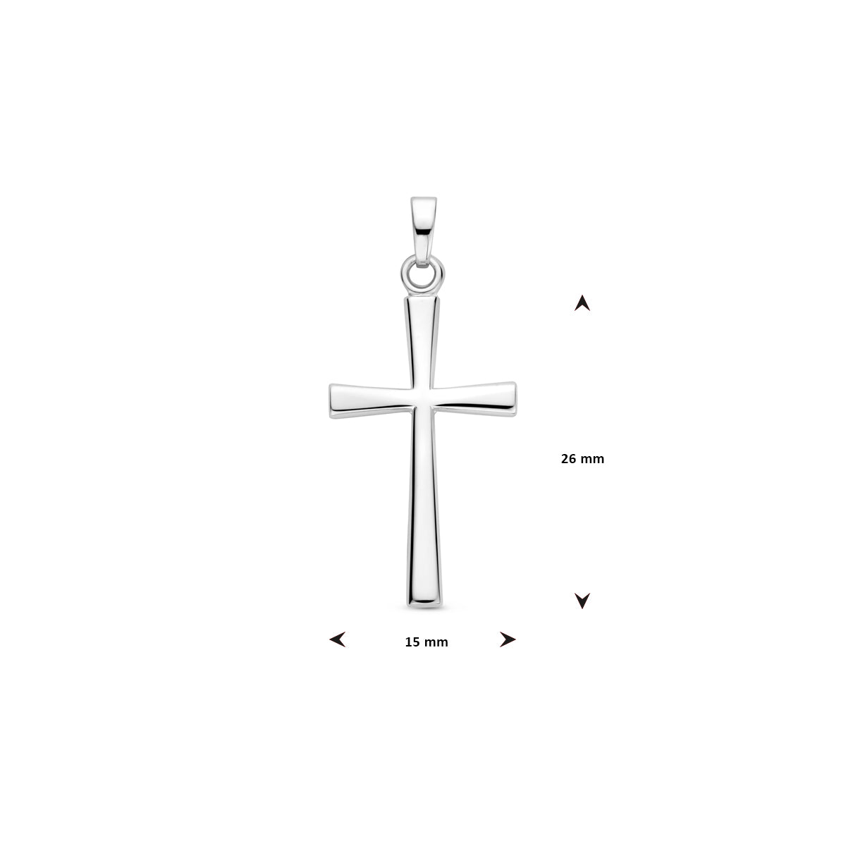 vDam Hanger Kruis 26 Mm Zilver Gerhodineerd 1340445