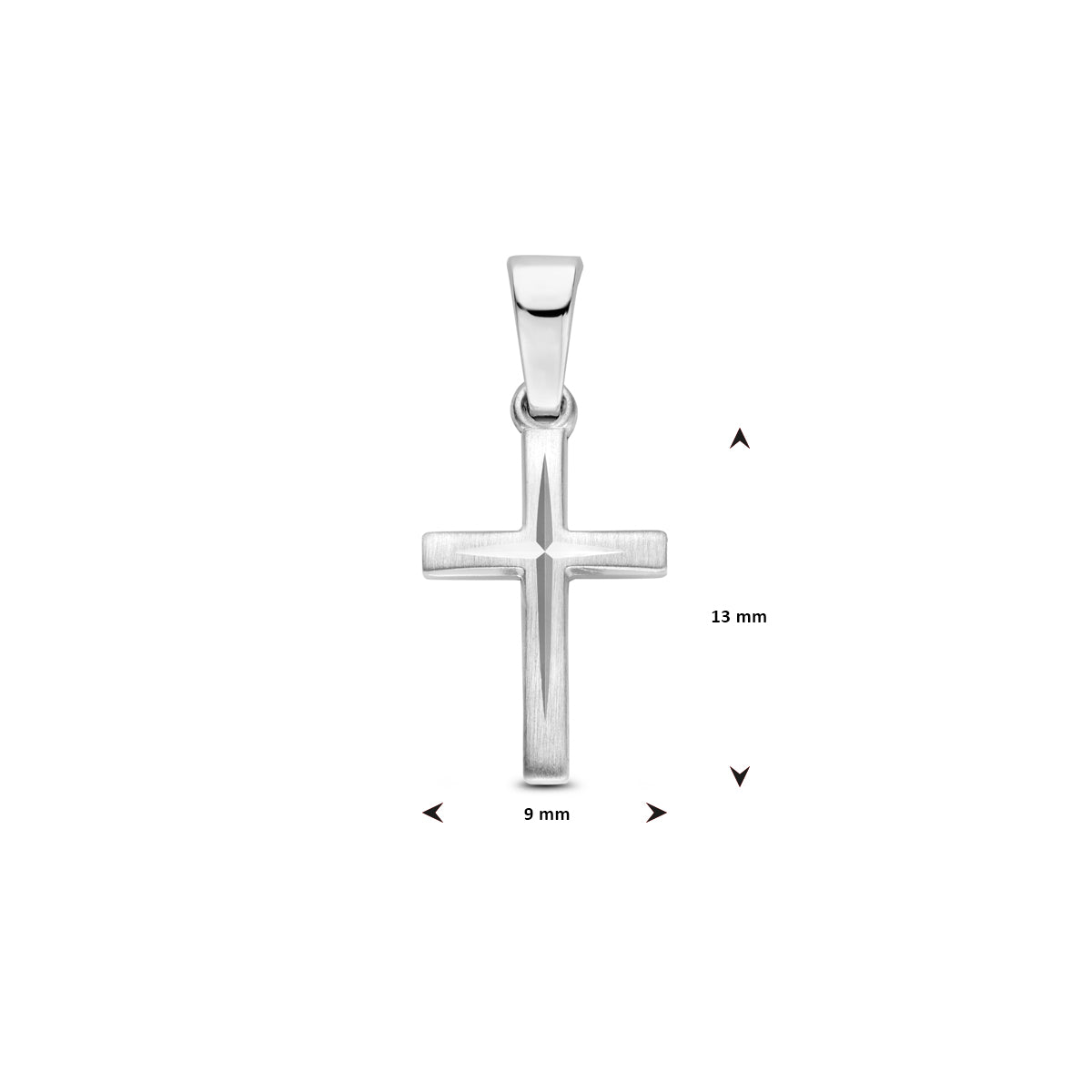 vDam Hanger Kruis Mat Gediamanteerd 13 Mm Zilver Gerhodineerd 1340464
