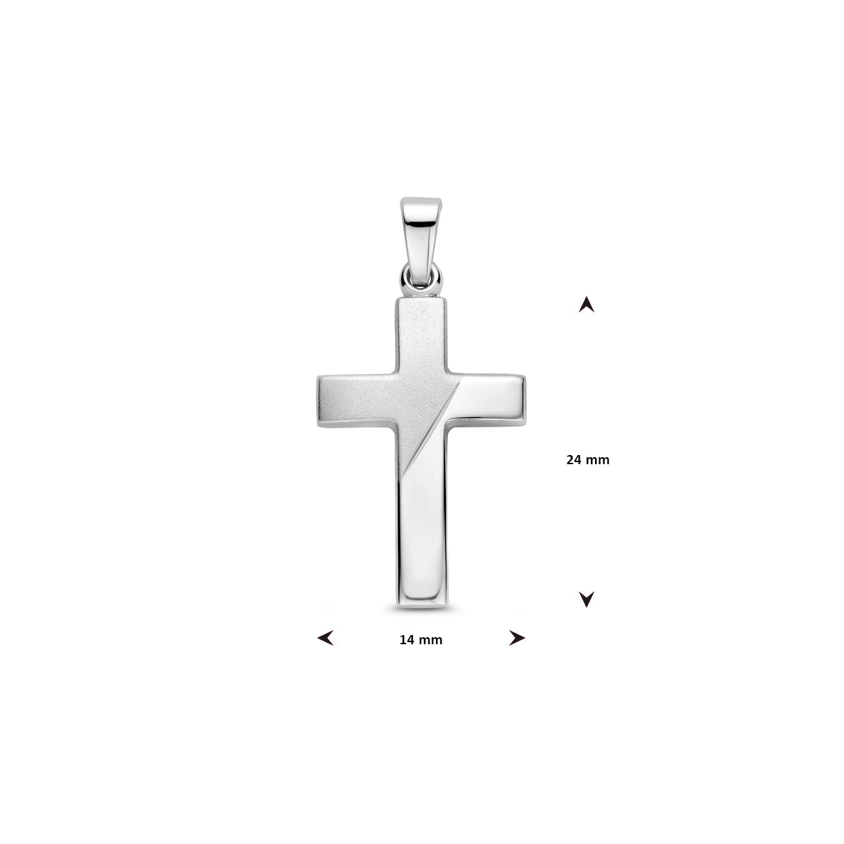 vDam Hanger Kruis Poli/mat Gediamanteerd 24 Mm Zilver Gerhodineerd 1340467