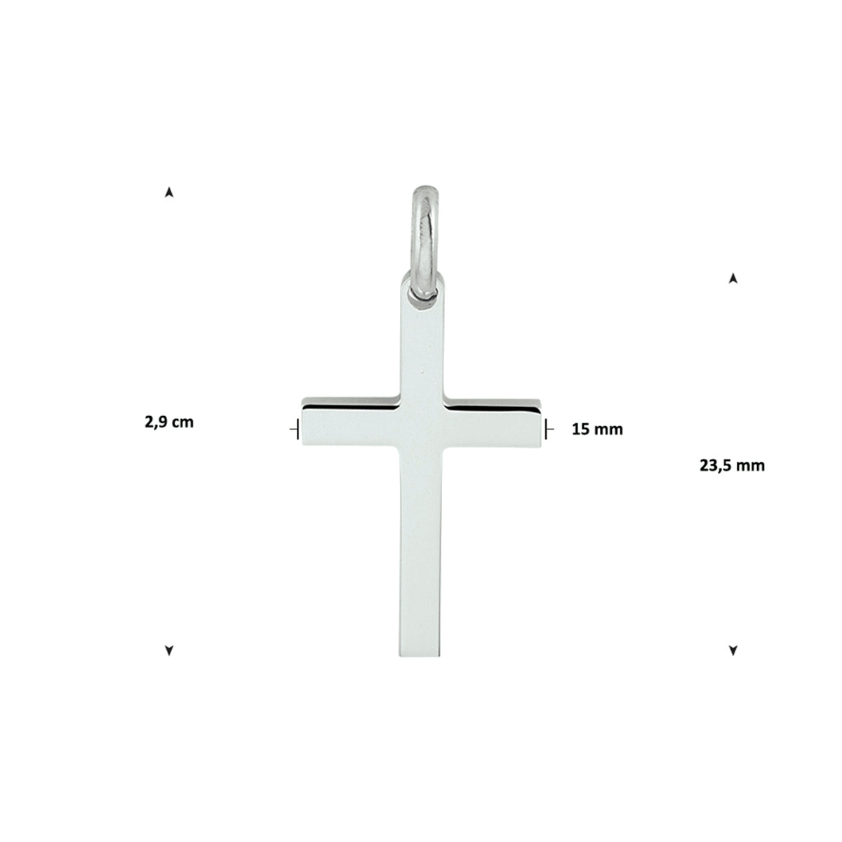 vDam Hanger Kruis Zilver Gerhodineerd 1330518