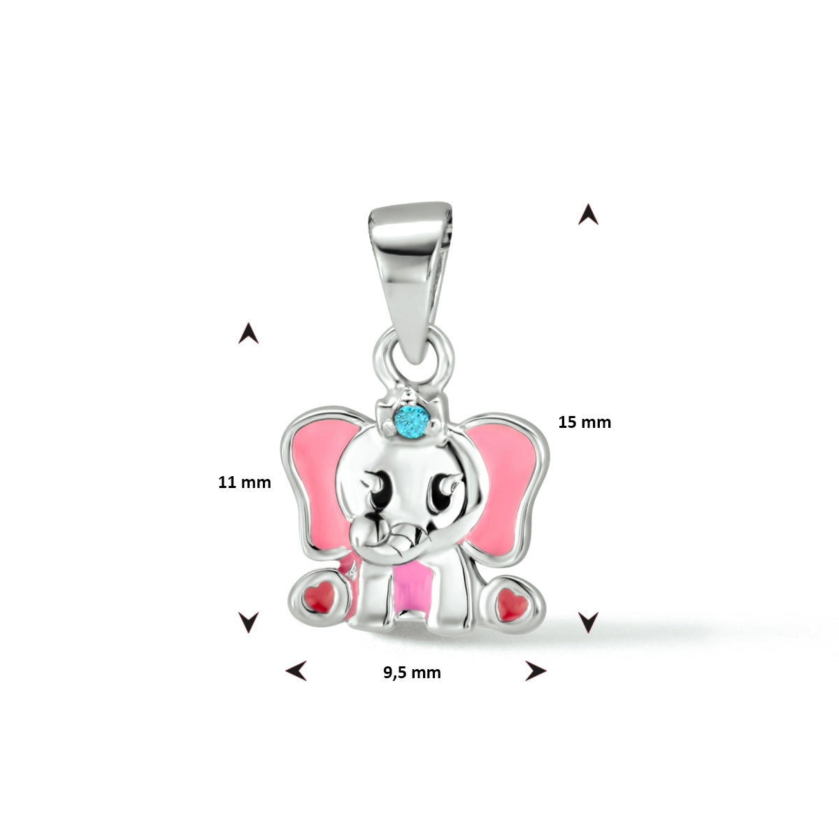 vDam Hanger Olifant Blauw Zirkonia Zilver Gerhodineerd 1334492