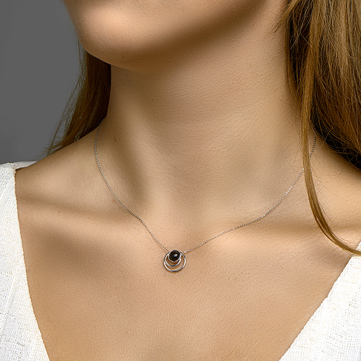 vDam Hanger Onyx Zilver Gerhodineerd 1332521