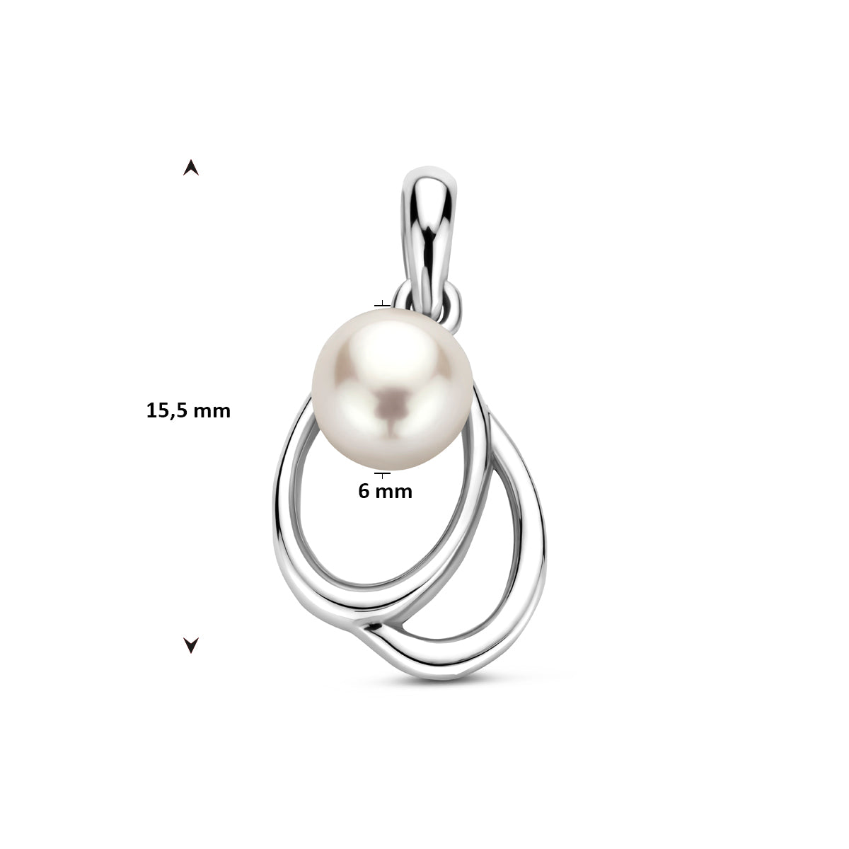 vDam Hanger Parel 15,5 Mm Zilver Gerhodineerd 1341914