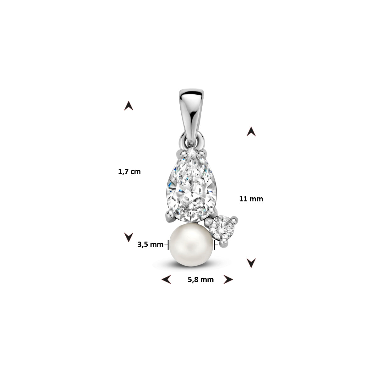 vDam Hanger Parel En Zirkonia Zilver Gerhodineerd 1335386