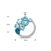 vDam Hanger Rondje Blauw Topaas En Zirkonia Zilver Gerhodineerd 1335483