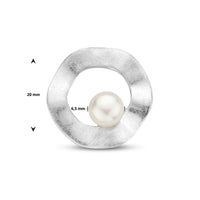 vDam Hanger Rondje Parel Gescratcht Zilver Gerhodineerd 1335445