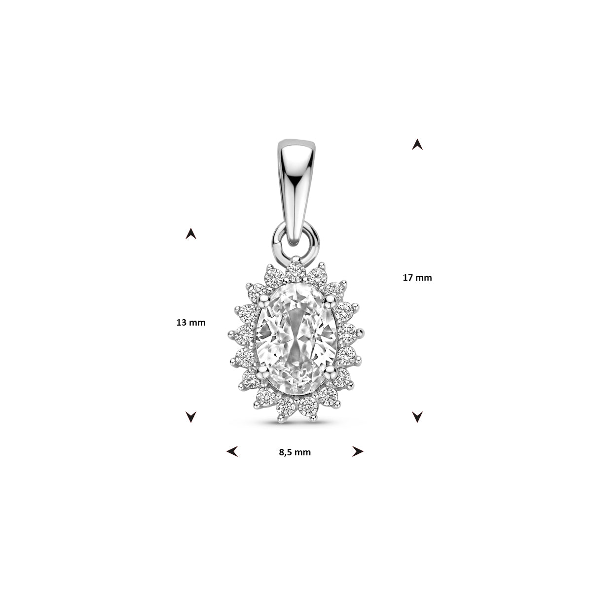 vDam Hanger Zirkonia 17 Mm Zilver Gerhodineerd 1340644