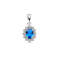 vDam Hanger Zirkonia En Synthetische Saffier Halo Zilver Gerhodineerd 1326685