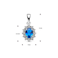 vDam Hanger Zirkonia En Synthetische Saffier Halo Zilver Gerhodineerd 1326685