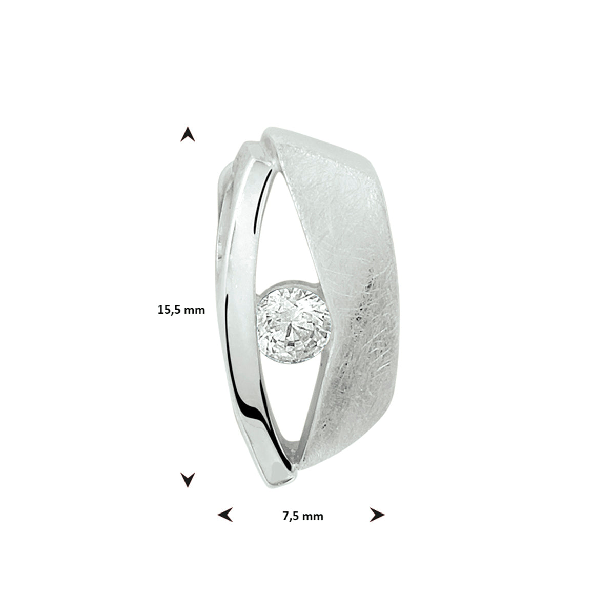 vDam Hanger Zirkonia Poli/mat Zilver Gerhodineerd 1332881