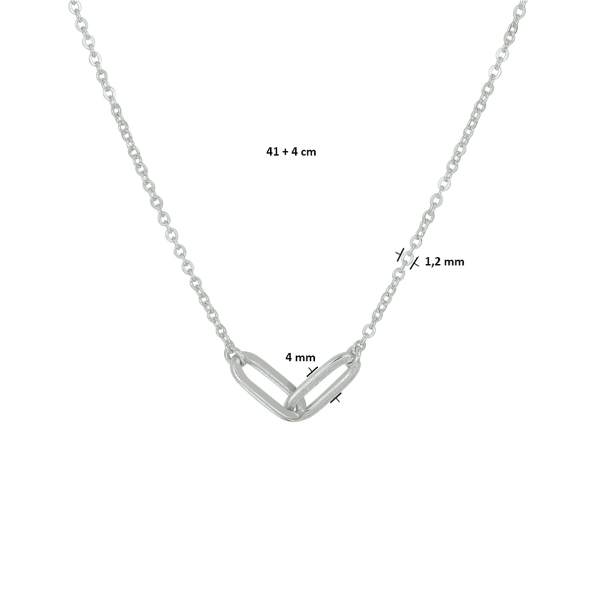vDam Ketting 1,2 Mm 41cm + 4 Cm Zilver Gerhodineerd 1332305  41cm
