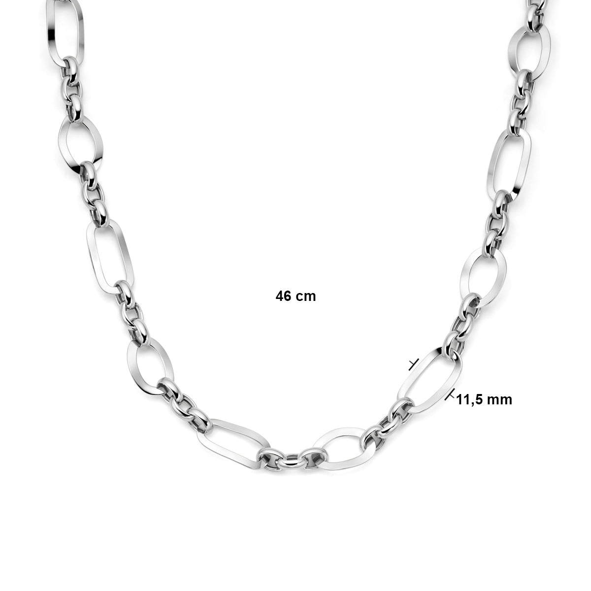 vDam Ketting 11,5 Mm 46cm Cm Zilver Gerhodineerd 1339114  46cm