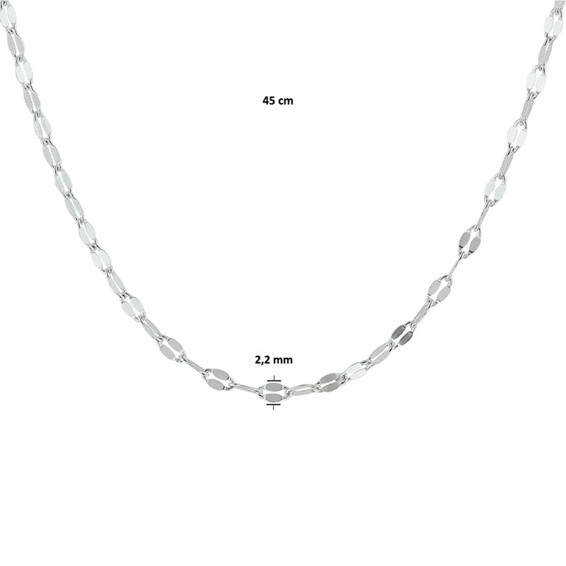 vDam Ketting 2,2 Mm Zilver Gerhodineerd 1328634  45cm