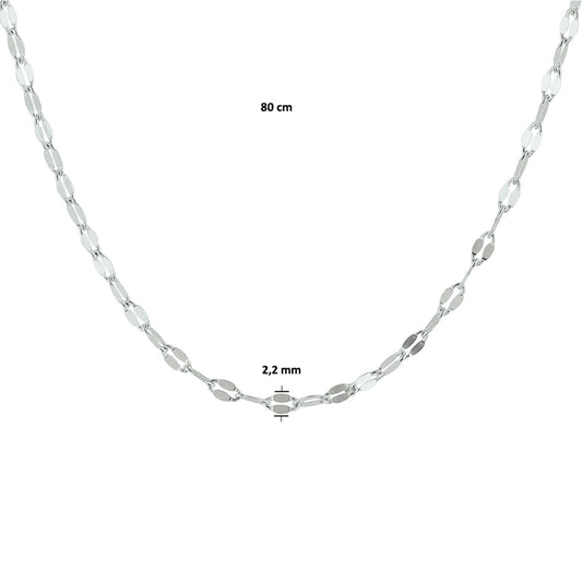 vDam Ketting 2,2 Mm Zilver Gerhodineerd 1328635  80cm