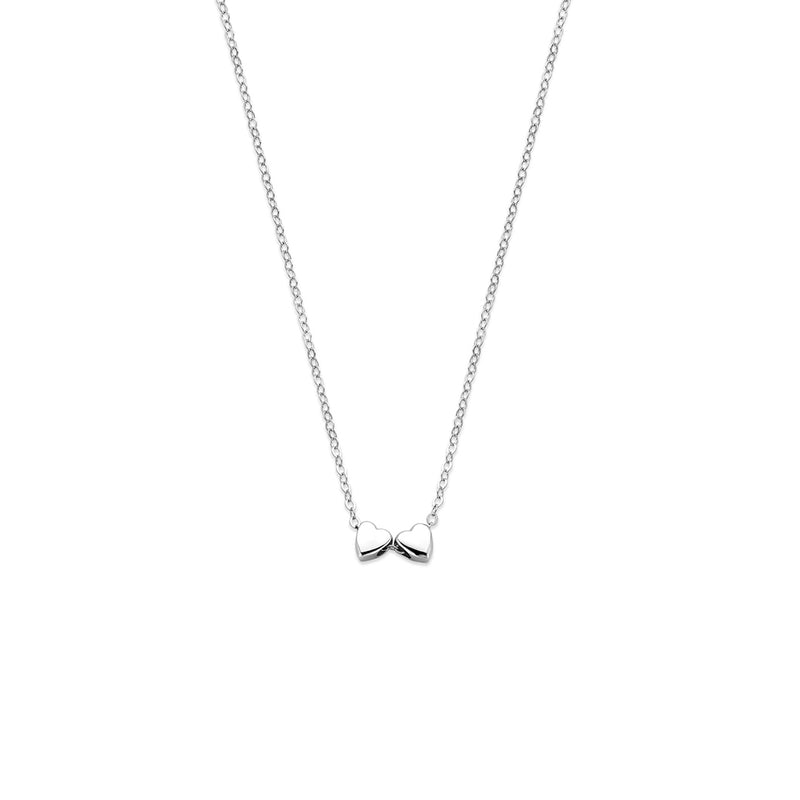 vDam Ketting 2 Hartjes 41 + 4 Cm Zilver Gerhodineerd 1341140