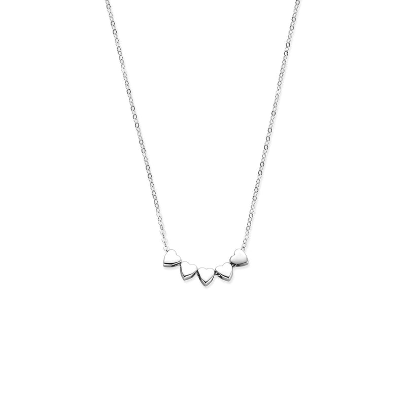 vDam Ketting 5 Hartjes 41 + 4 Cm Zilver Gerhodineerd 1341144