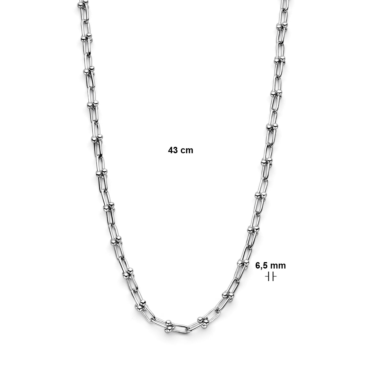 vDam Ketting 6,5 Mm 43cm Cm Zilver Gerhodineerd 1338619  43cm