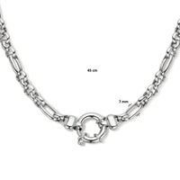 vDam Ketting 7,0 Mm 45cm Cm Met Groot Springslot Zilver Gerhodineerd 1336241  45cm