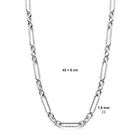 vDam Ketting 7,5 Mm 43cm + 5 Cm Zilver Gerhodineerd 1338630  43cm