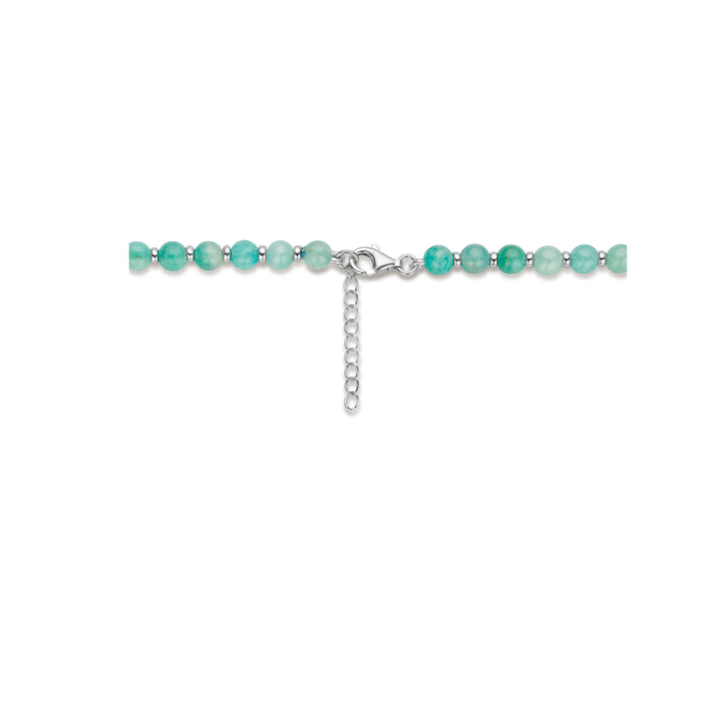 vDam Ketting Amazoniet En Ringetjes 6,0 Mm 42cm + 3 Cm Zilver Gerhodineerd 1336221  42cm