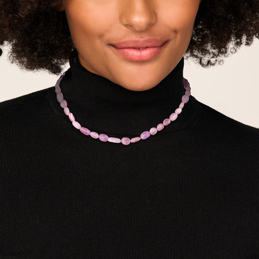 vDam Ketting Amethist 40cm + 5 Cm Zilver Gerhodineerd 1341052  40cm