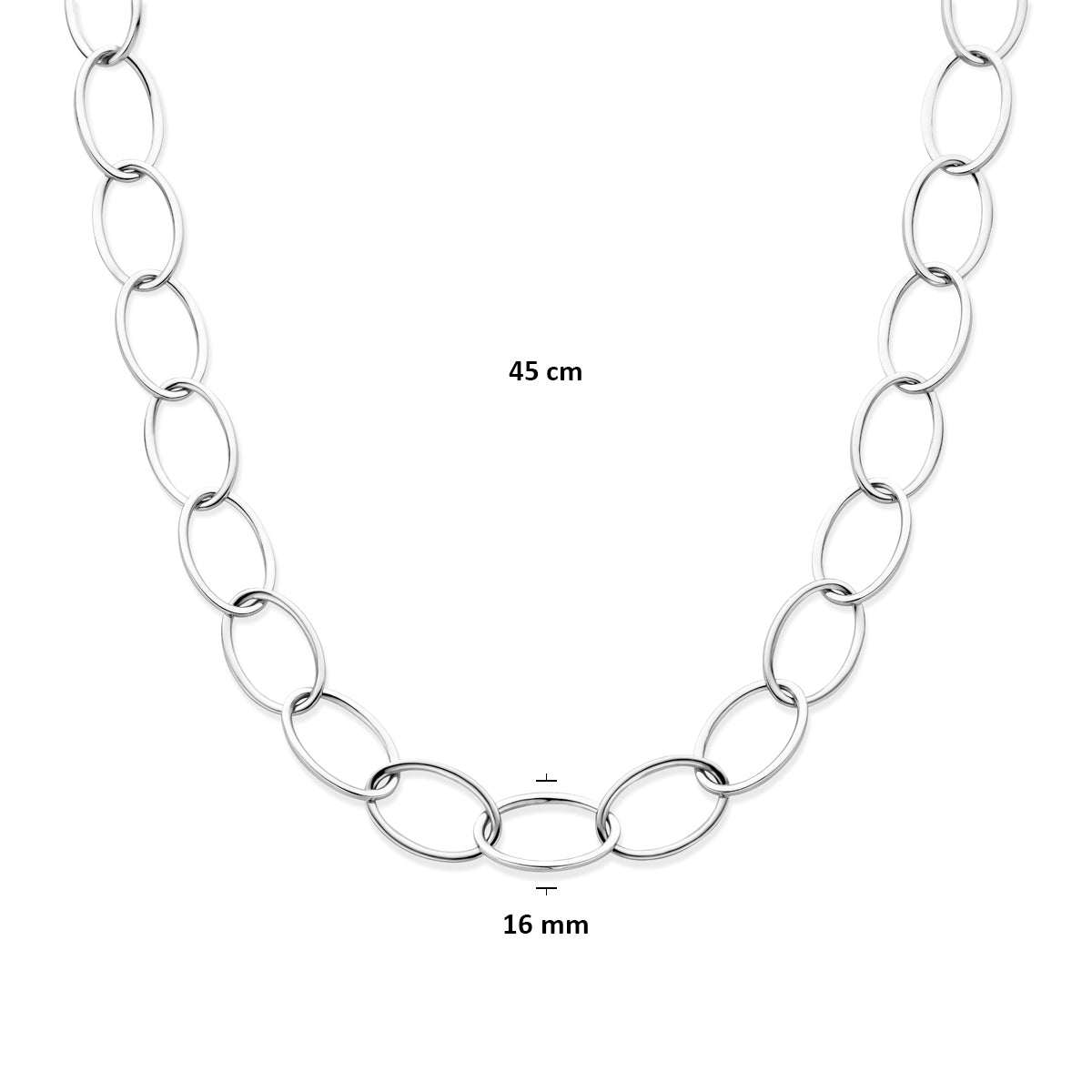 vDam Ketting Anker 16 Mm 45cm Cm Zilver Gerhodineerd 1341988  45cm