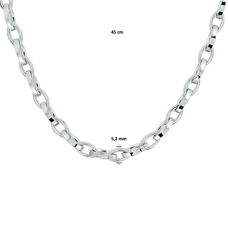 vDam Ketting Anker 5,2 Mm 45cm Cm Zilver Gerhodineerd 1329084  45cm