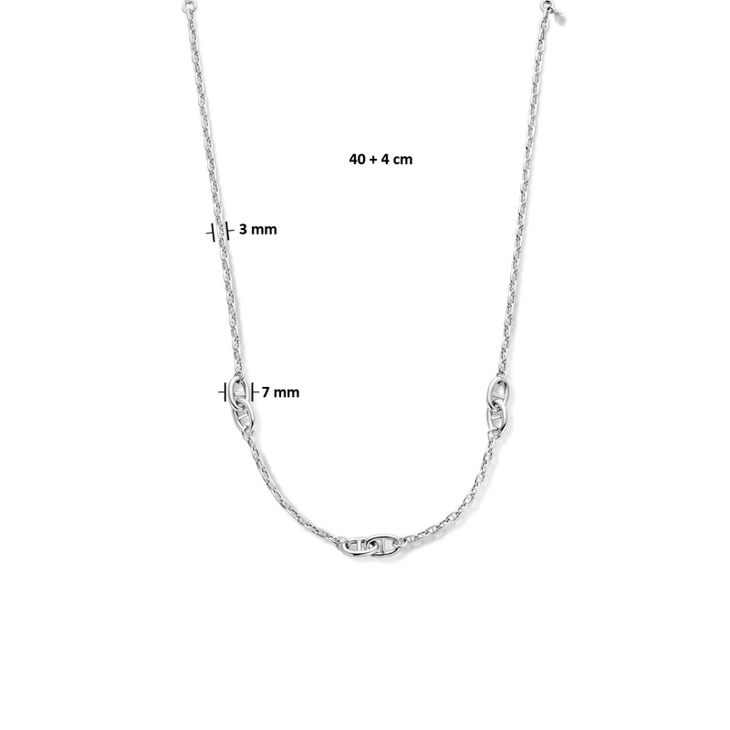 vDam Ketting Anker 7 Mm 40cm + 4 Cm Zilver Gerhodineerd 1335675  40cm