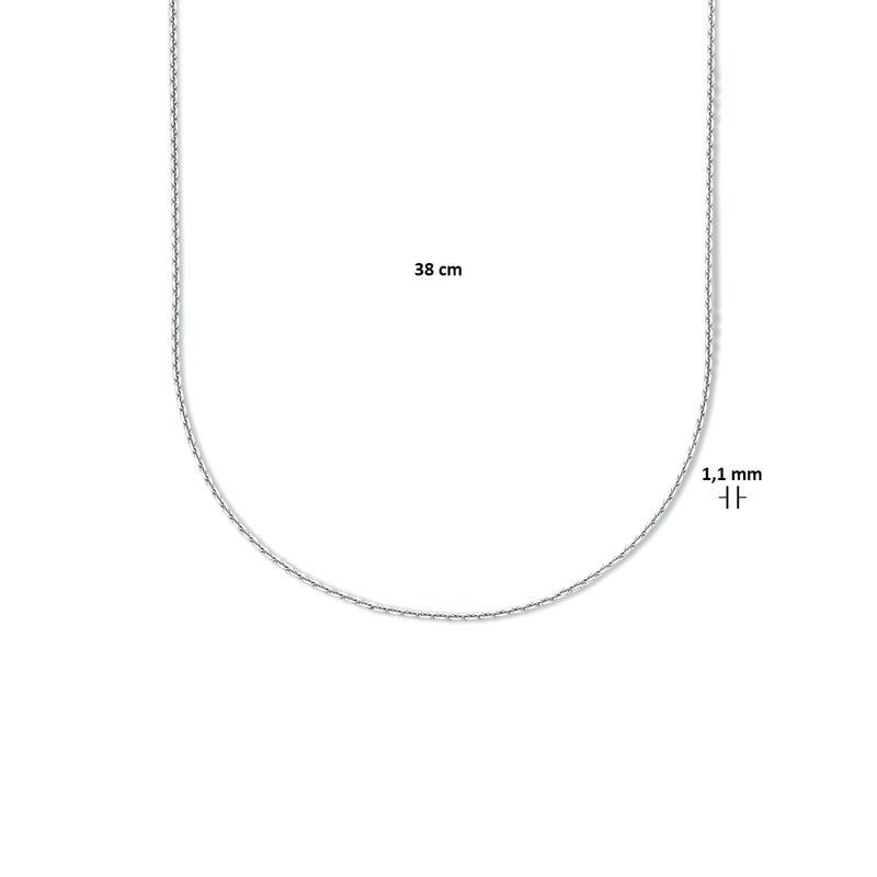 vDam Ketting Anker Gediamanteerd 1,1 Mm Zilver Gerhodineerd 1333561  38cm
