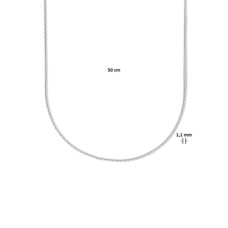vDam Ketting Anker Gediamanteerd 1,1 Mm Zilver Gerhodineerd 1333564  50cm