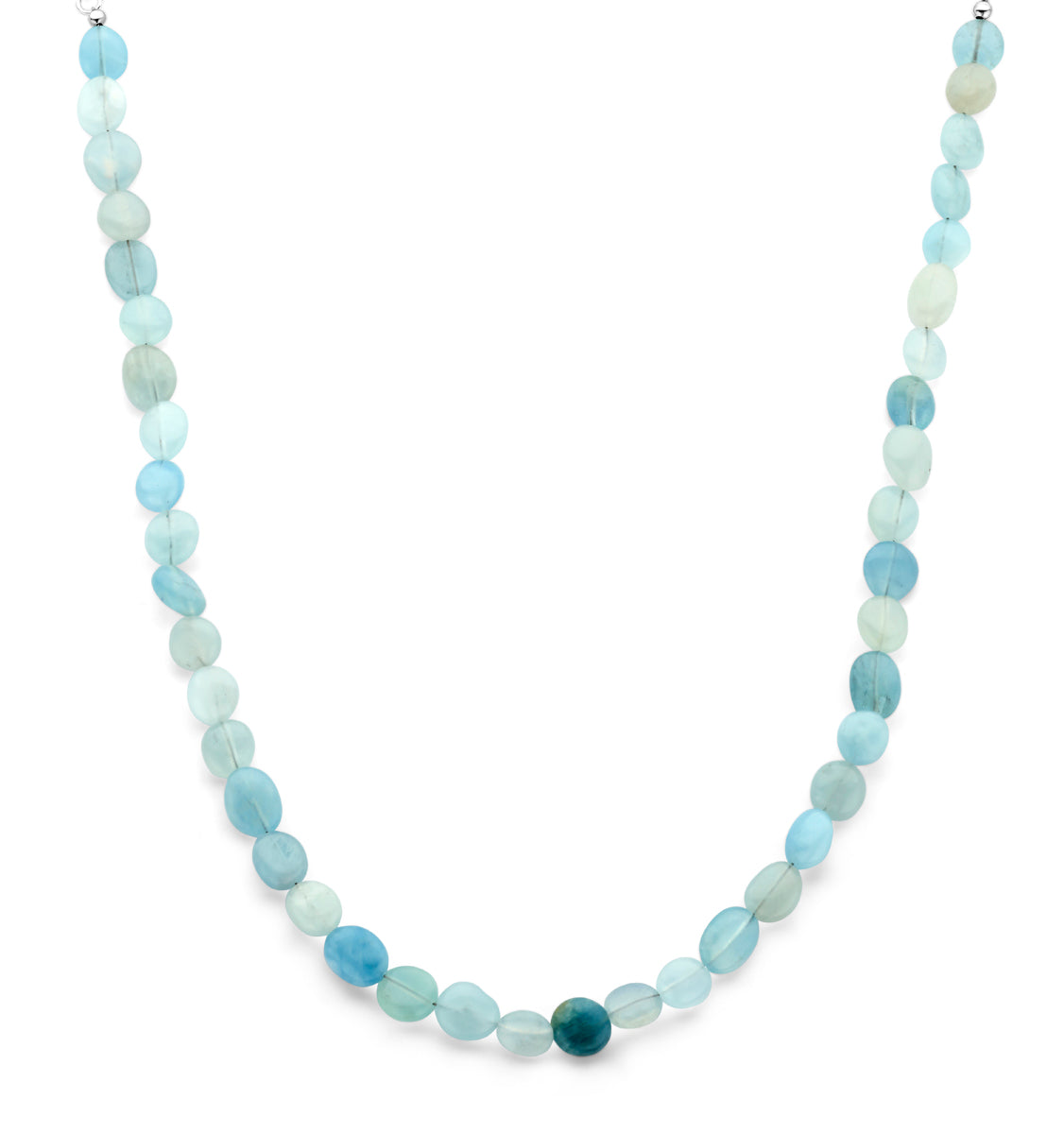 vDam Ketting Aquamarijn 40 + 5 Cm Zilver Gerhodineerd 1341050