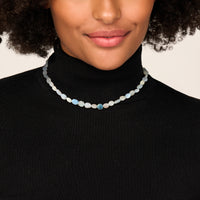 vDam Ketting Aquamarijn 40cm + 5 Cm Zilver Gerhodineerd 1341050  40cm