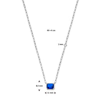 vDam Ketting Blauw Zirkonia 40cm + 4 Cm Zilver Gerhodineerd 1337783  40cm