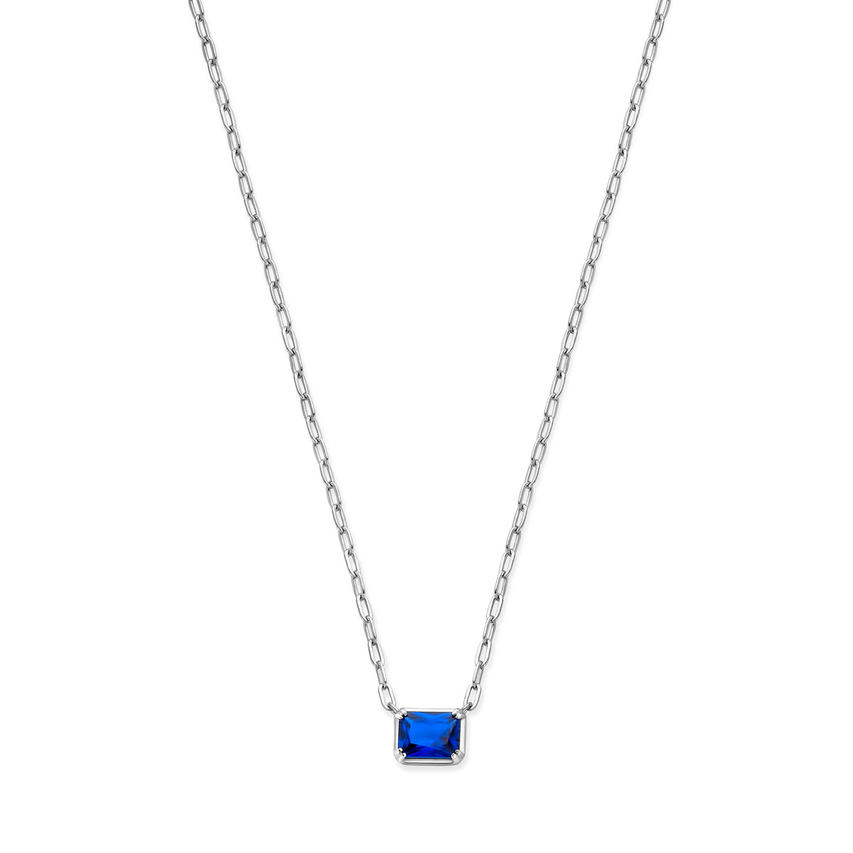 vDam Ketting Blauw Zirkonia 40 + 4 Cm Zilver Gerhodineerd 1337783