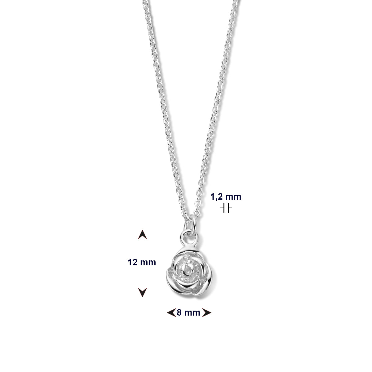 vDam Ketting Bloem 41cm + 4 Cm Zilver Gerhodineerd 1336496  41cm