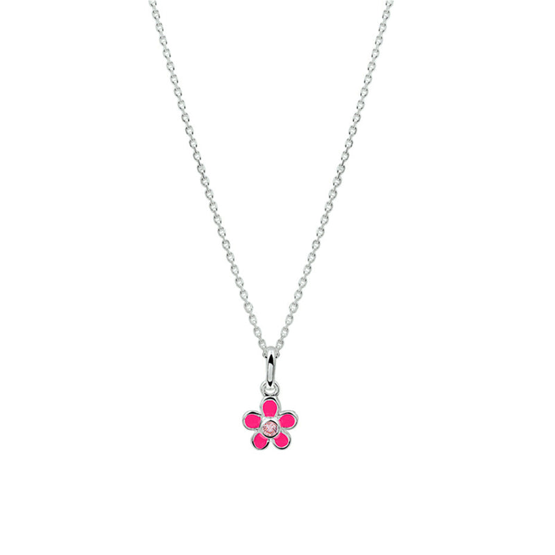 vDam Ketting Bloem En Zirkonia 36 + 4 Cm Zilver Gerhodineerd 1329513